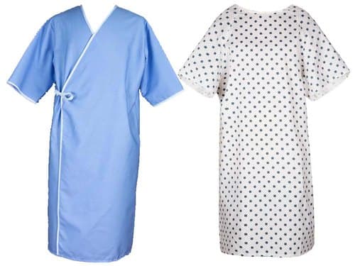 Patient Gown — Wrap-Front & Printed Back-Open Set