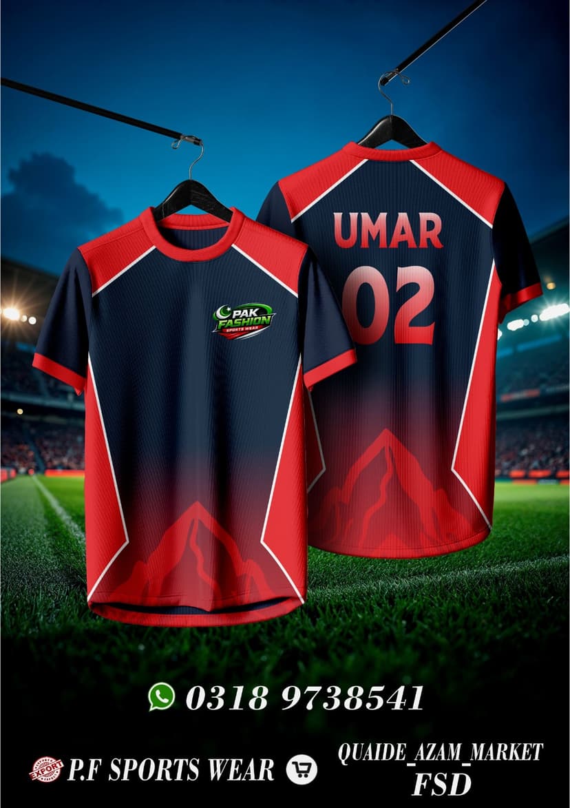 Sports Tee — Red & Black Mountain Design
