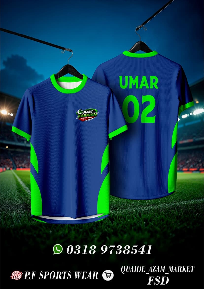 Sports Tee — Blue & Green Neon