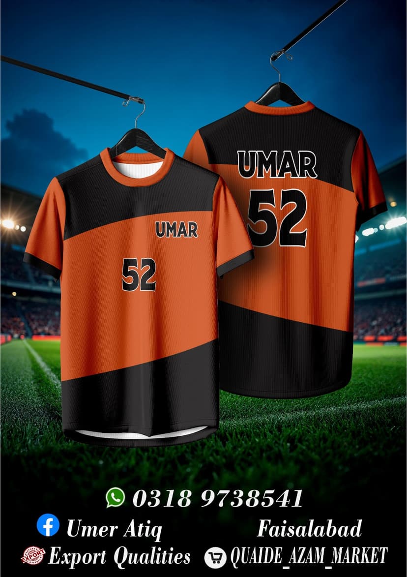 Sports Tee — Orange & Black Color Block