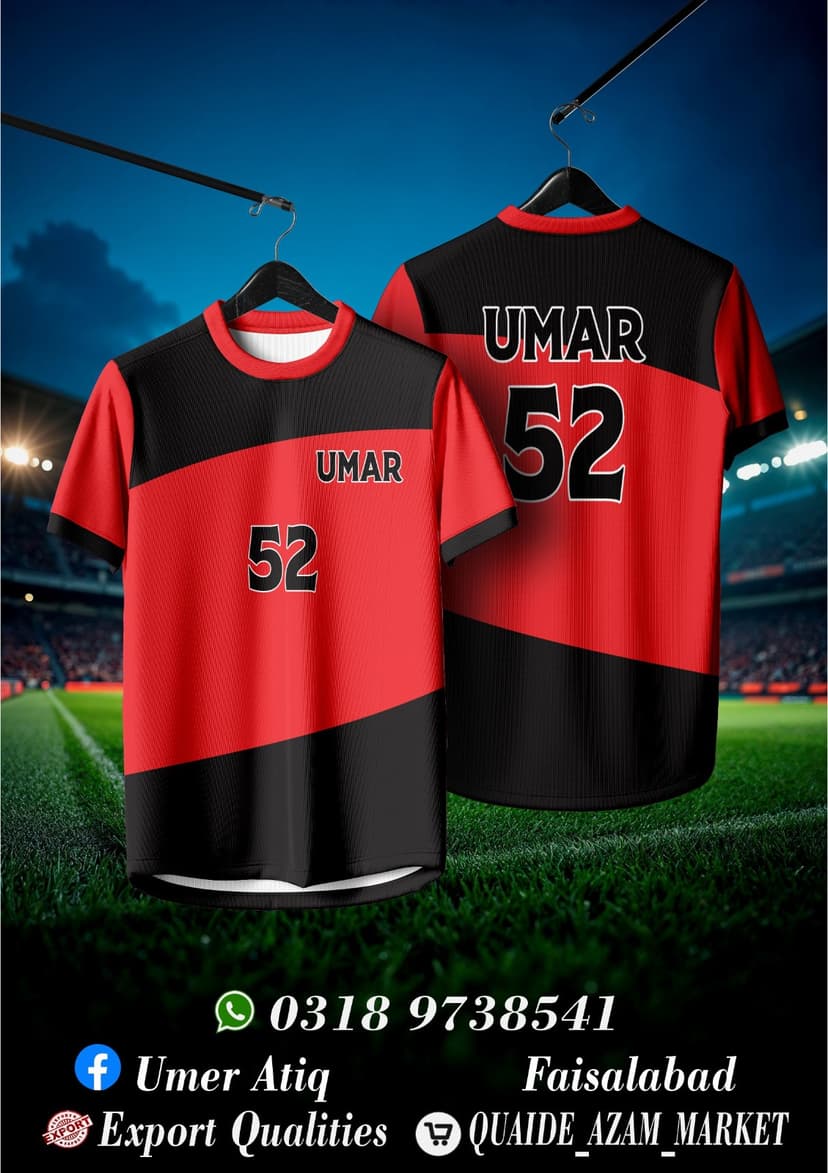 Sports Tee — Red & Black Color Block