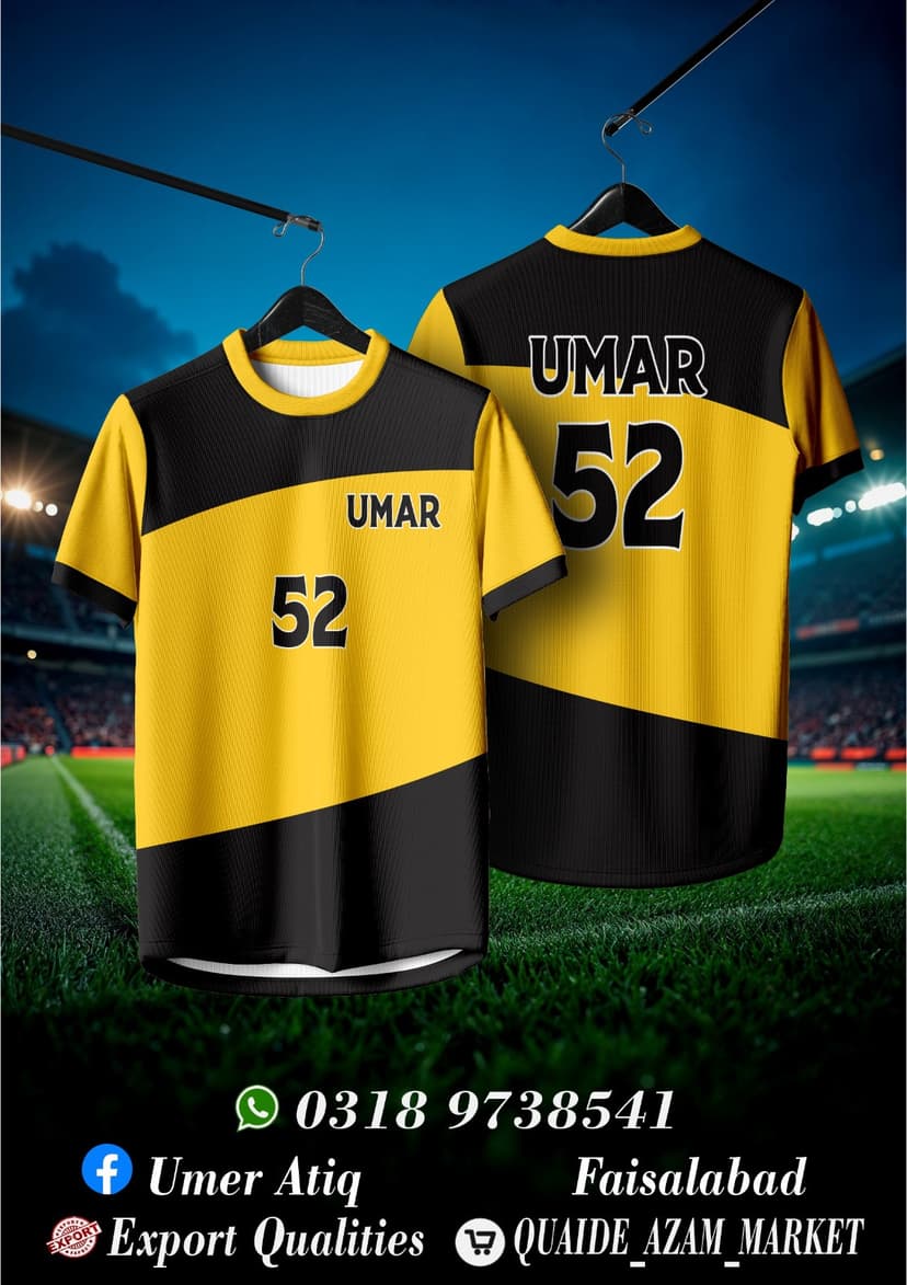 Sports Tee — Yellow & Black Diagonal