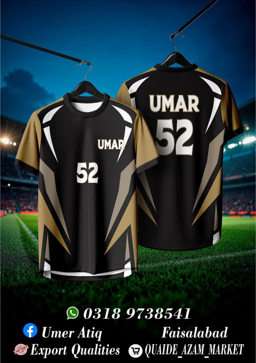 Sports Tee — Black & Gold Premium