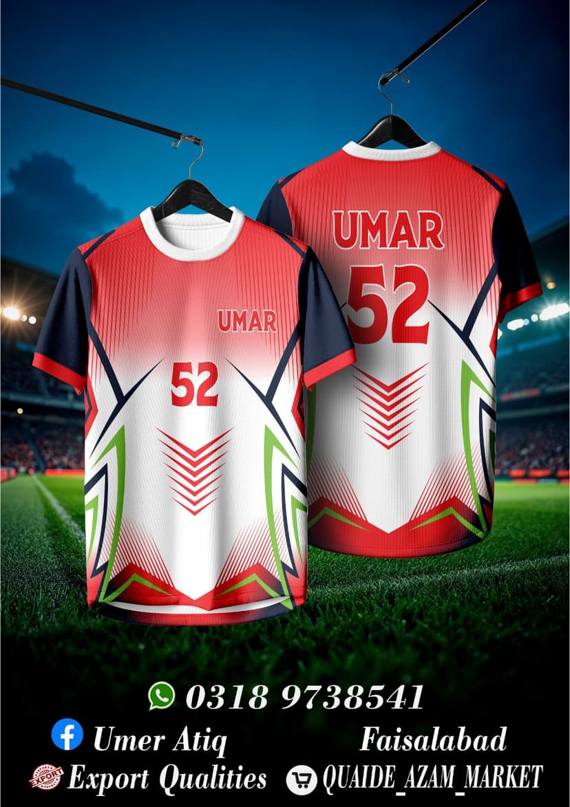 Sports Tee — Red & White Gradient