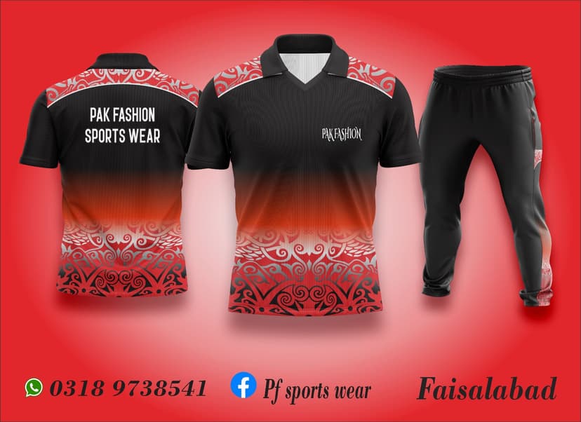 Cricket Team Kit — Black & Red with Trousers
